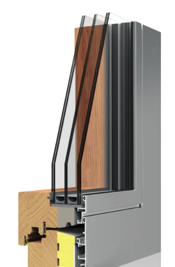 Profilul Termoscudo Easy-Flat: lemn, elemente XPS și aluminiu